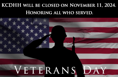 KCDHH closed for Veterans Day on November 11, 2024.